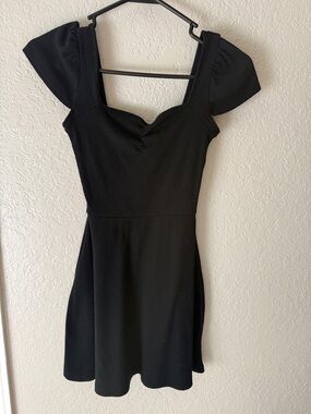 wild fable Black Cap-Sleeve Square-Neck Mini Dress